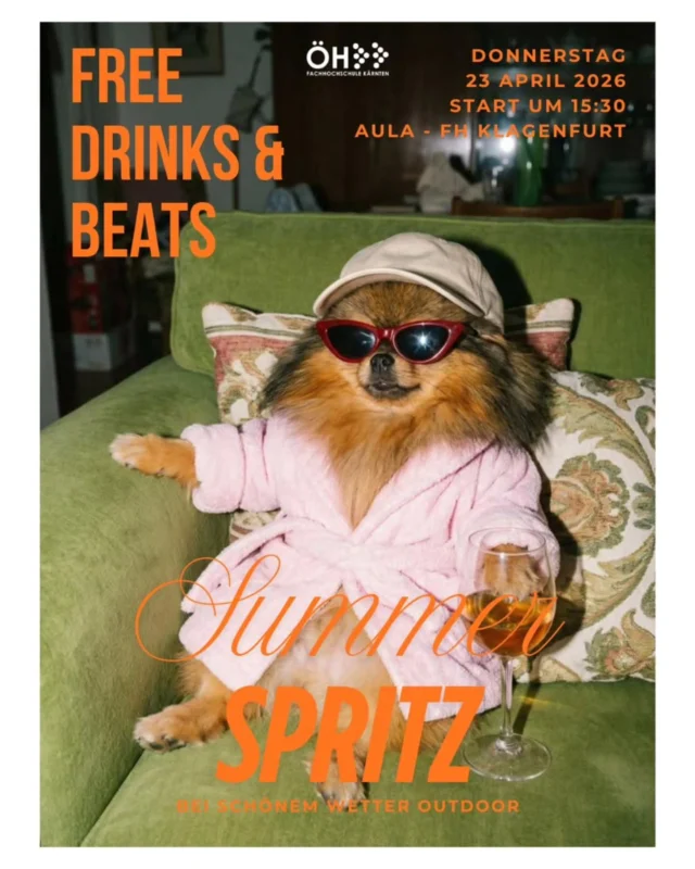 Komm zum Summer Spritz Stand der StV Klagenfurt am 23.04.2026 ab 15:30 Uhr! 🍹🥳